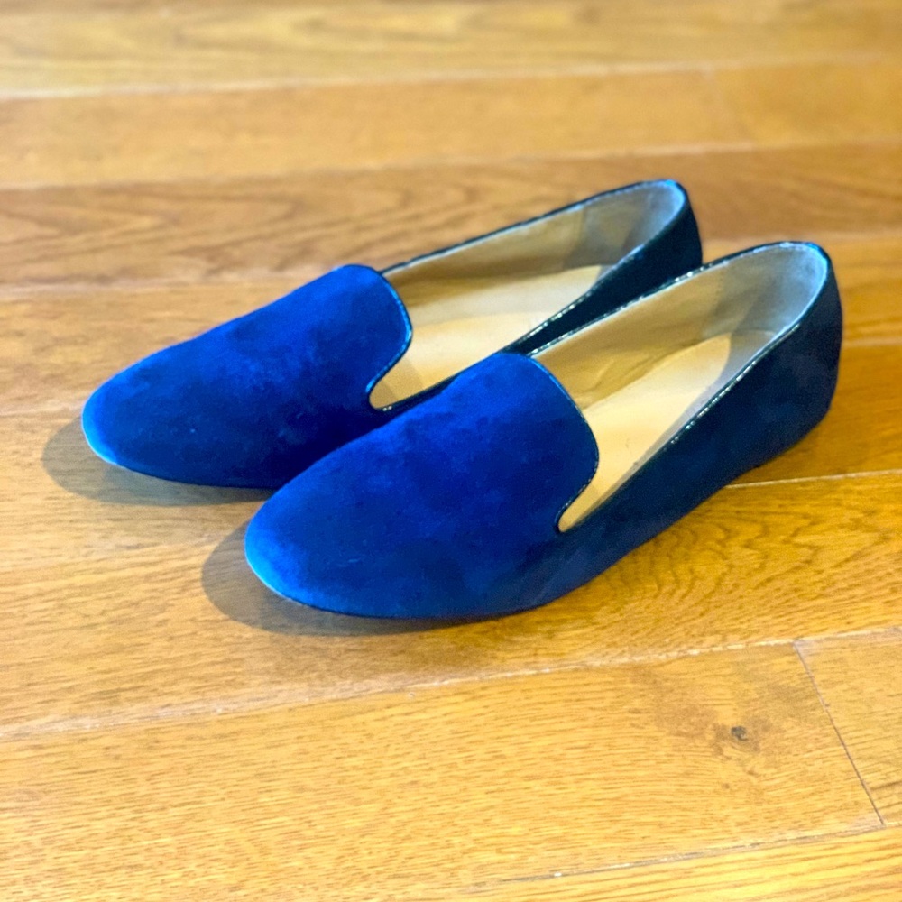 J Crew Velvet Navy Blue Loafers